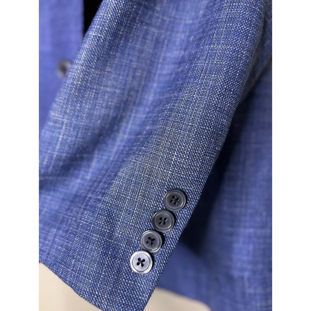 Samuelsohn Loro Piana Summertime Sport Coat Mens 42R Wool Silk Linen Blue